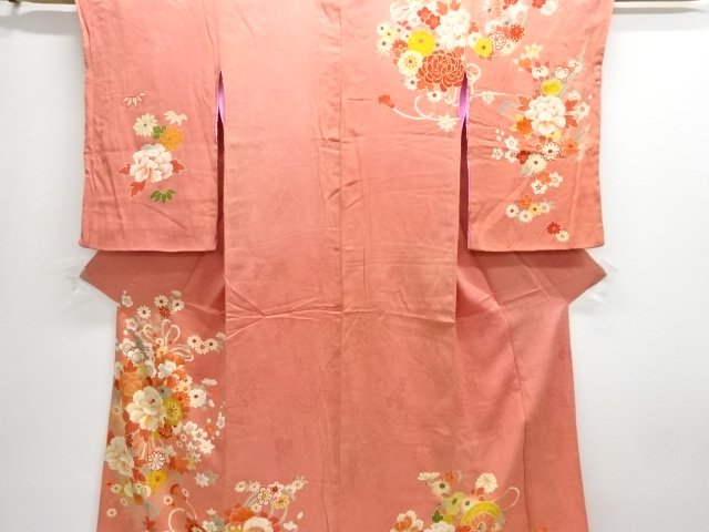 JAPANESE KIMONO / ANTIQUE KIMONO / EMBROIDERY / MON KINSHA / BAMBOO SCREEN